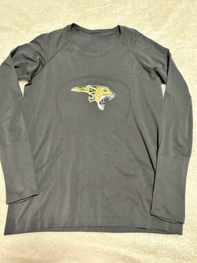 lululemon athletica Black Long-Sleeve Crew with Yellow Leopard Logo